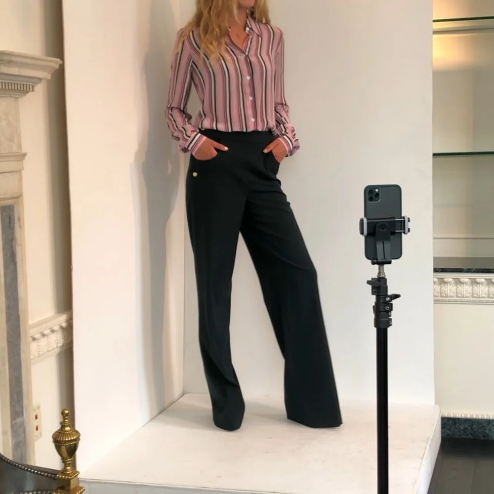 NWOT Etcetera Striped Blouse Pink and Green Size 2 - Picture 5 of 16